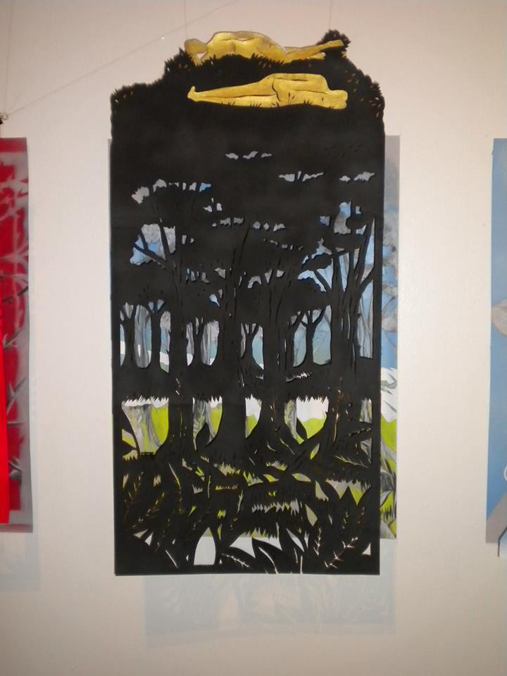PASTORAL, 2008- Cut paper, graphite, acrylic paint, double layered, mixed media. Private collection, NYC.