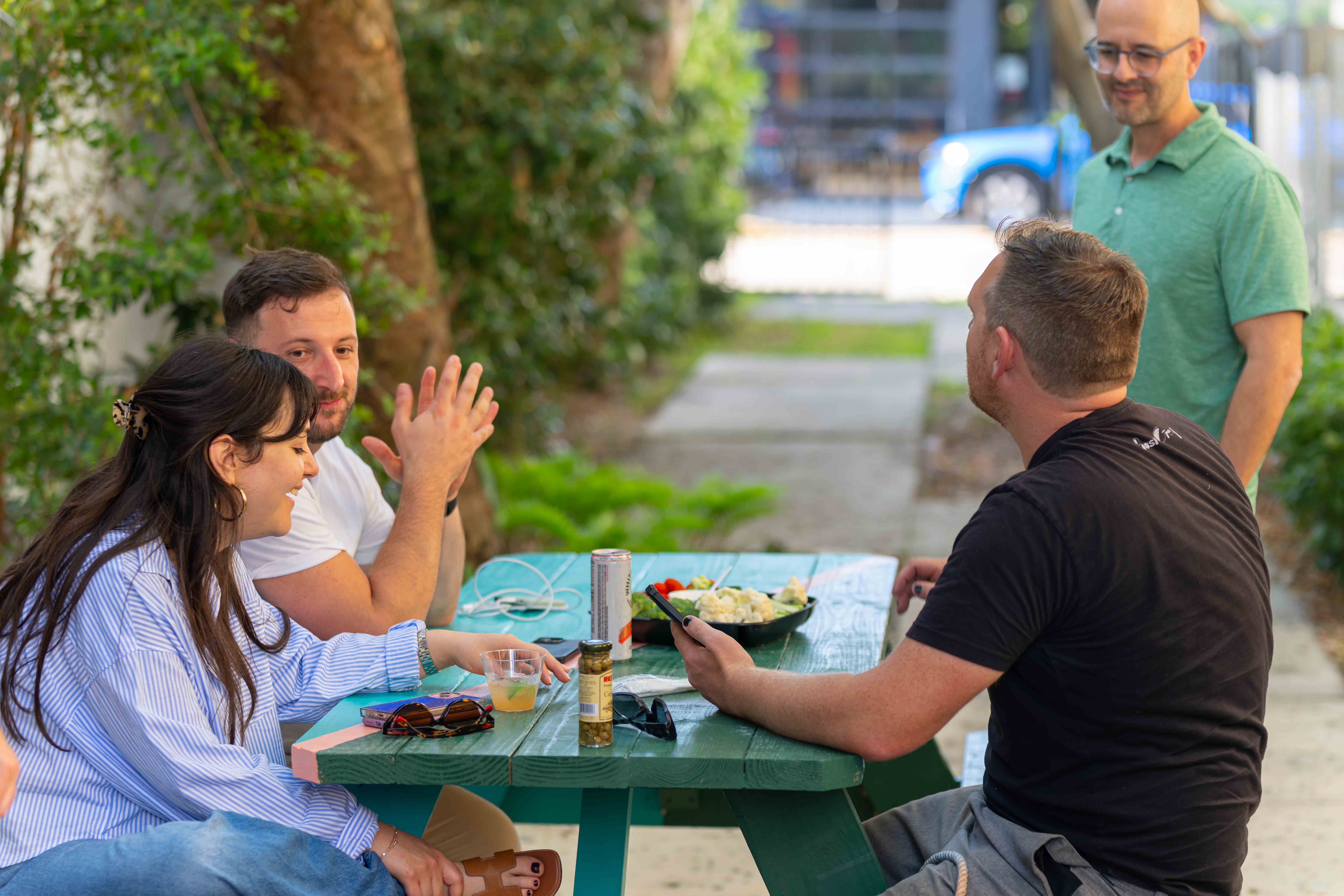 Outdoor networking lunch at LAB Miami community space