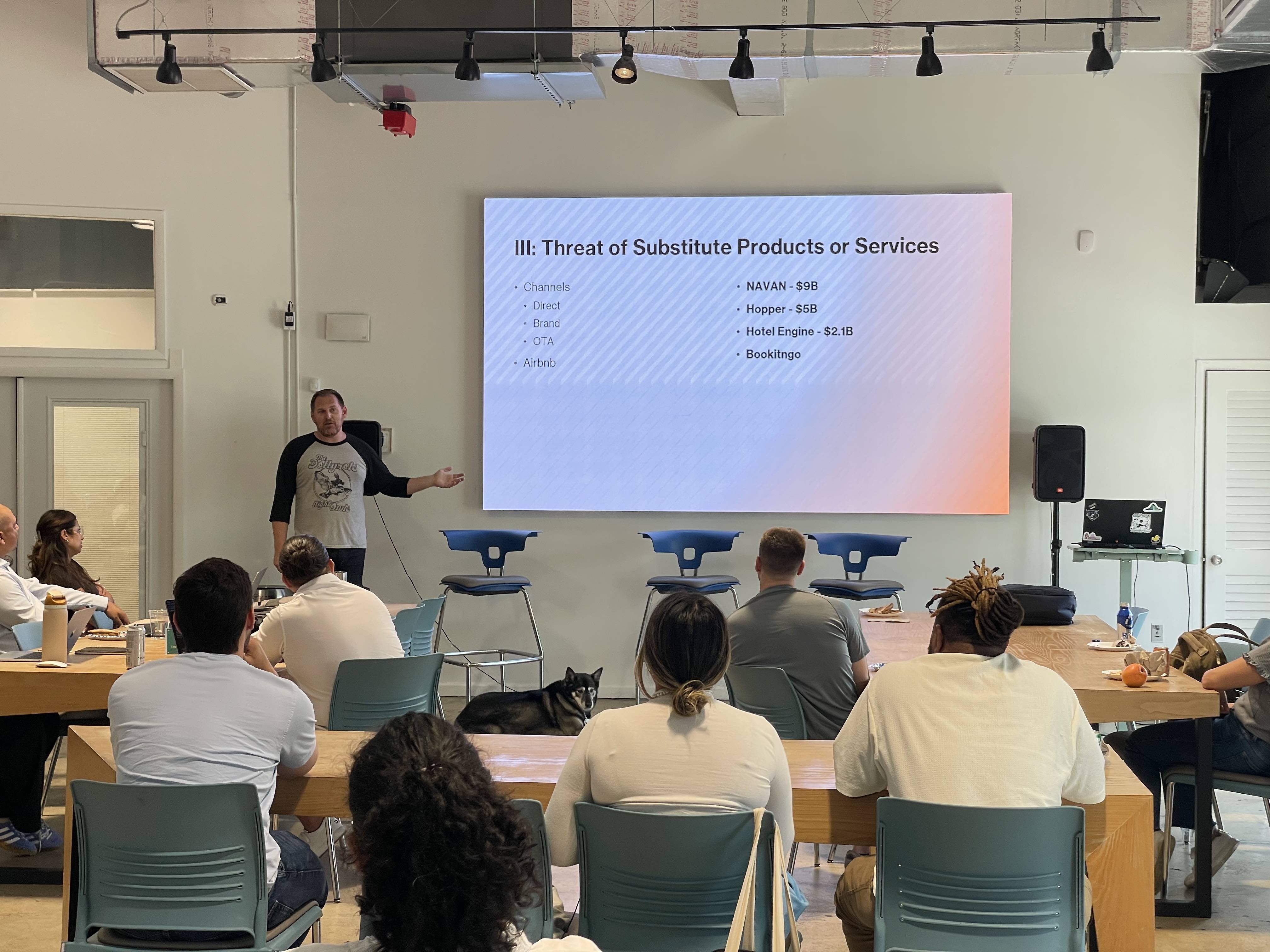 Business strategy workshop with threat analysis presentation